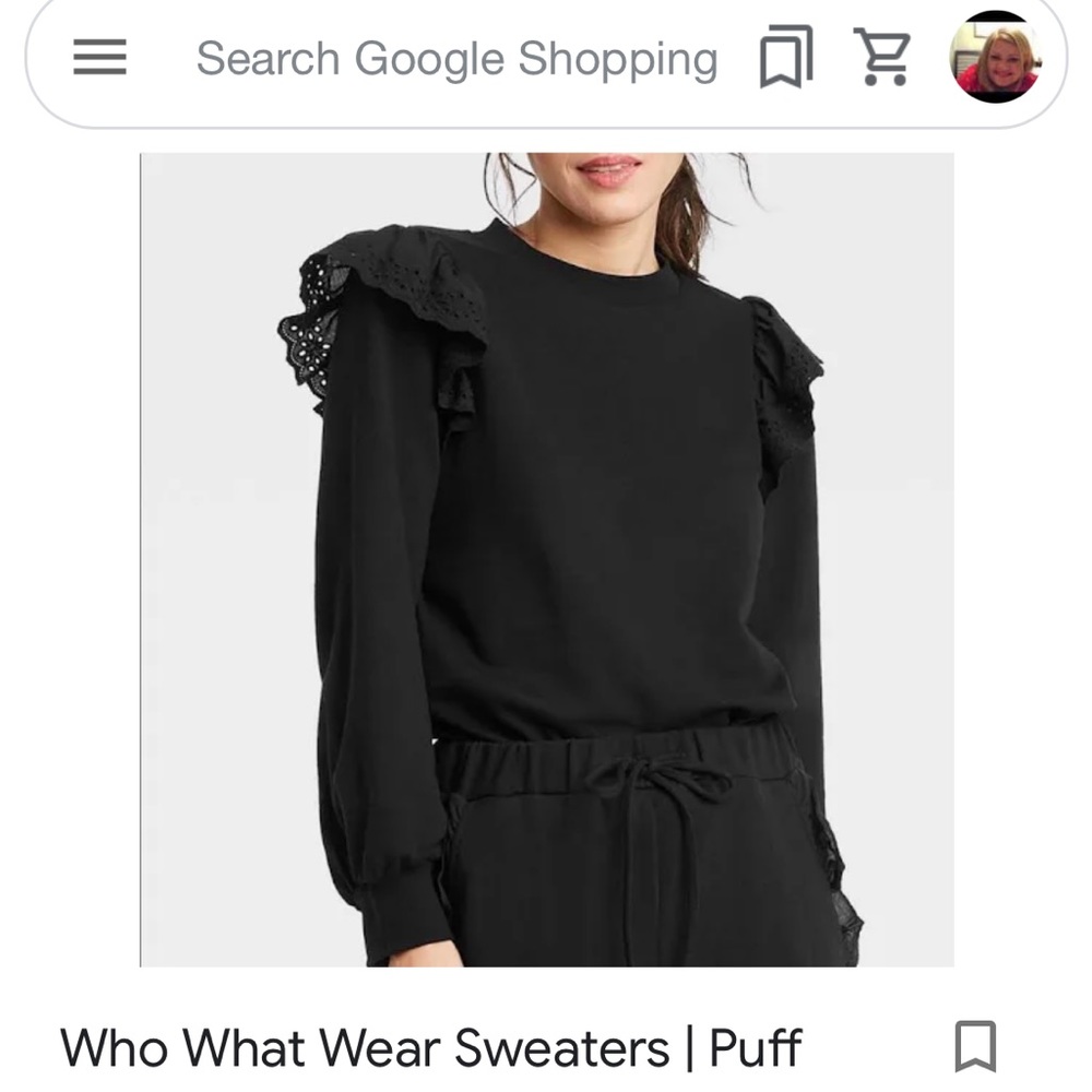Plus Size Black Sweater With black eyelet trim